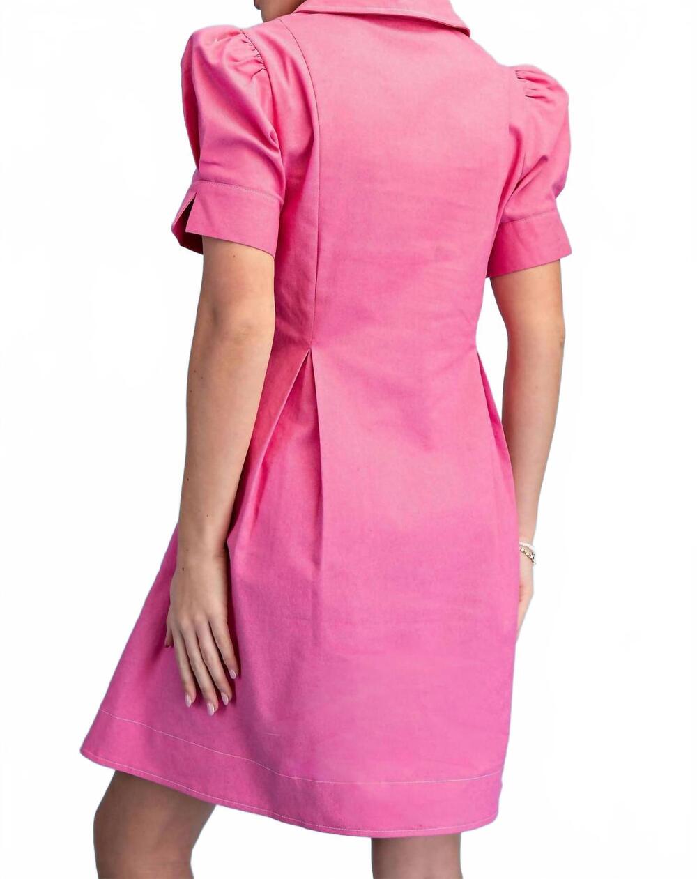 NEW GIGIO a-line collared mini dress in pink - Picture 3 of 5